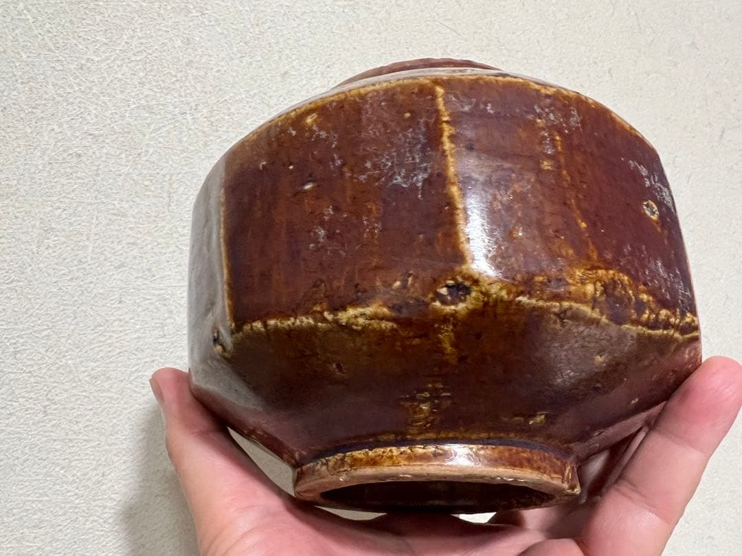 李朝 面取 小壺 飴釉 卯の浮 花入 鑑賞陶器 朝鮮 高麗 骨董 古美術 李朝 飴釉面取壺 | zakka ひぐらし