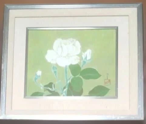 日本画 花 額装 ガラス p-j4-b001_1.jpg