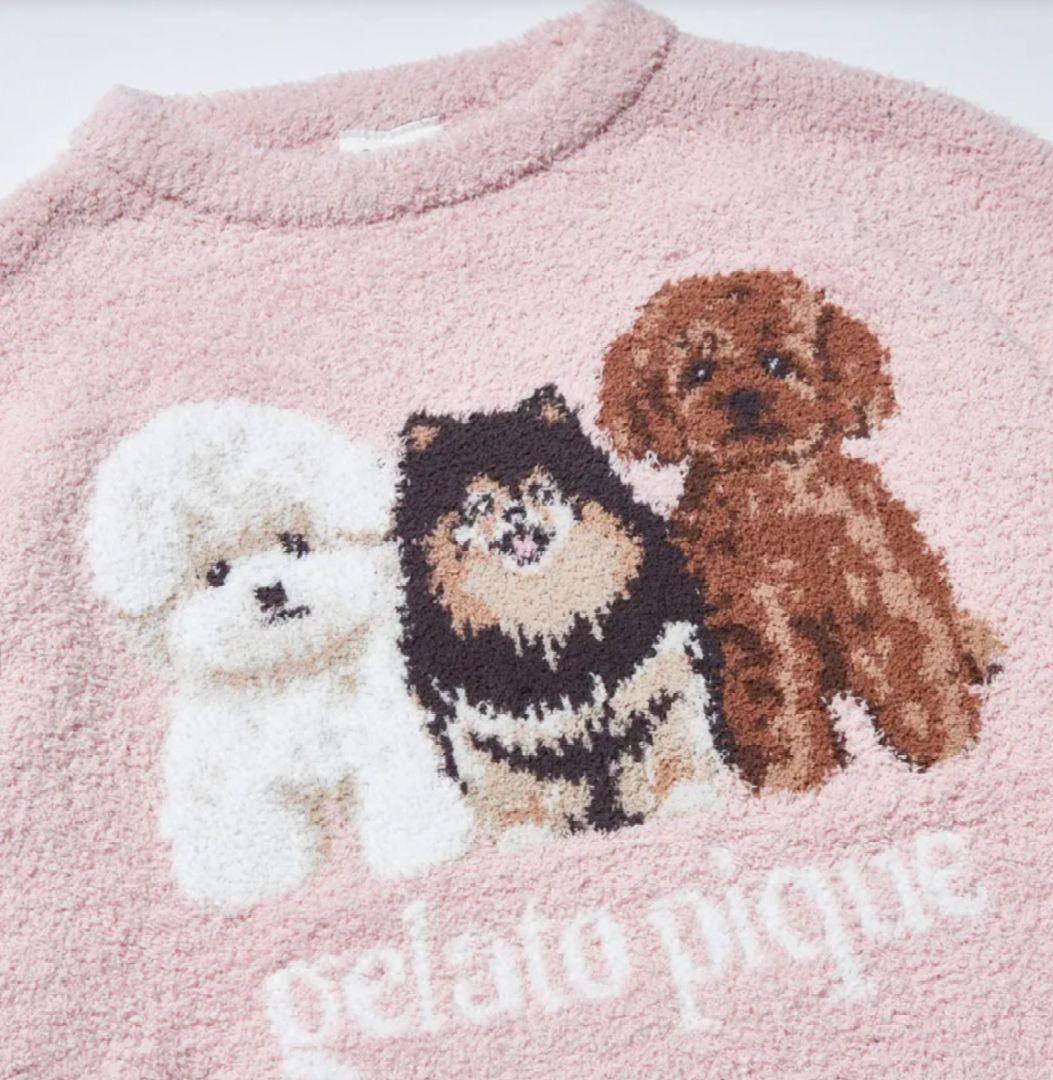 新品未使用】ジェラートピケ パウダーDOG3柄JQD ワンピース ピンク