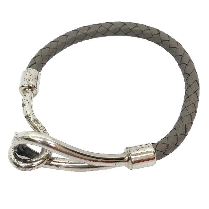 HERMES ジャンボ レザー編み込みブレスレット グレー aq11741 - メルカリ
