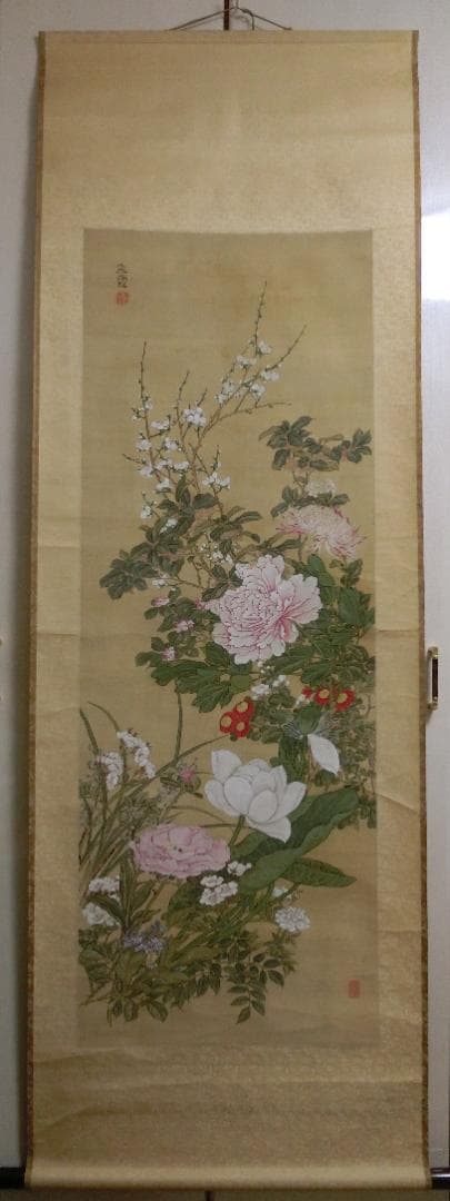 賀来飛霞 彩色花弁圜 希少 墨彩画 日本画 牧野富太郎 小石川植物園 大分県