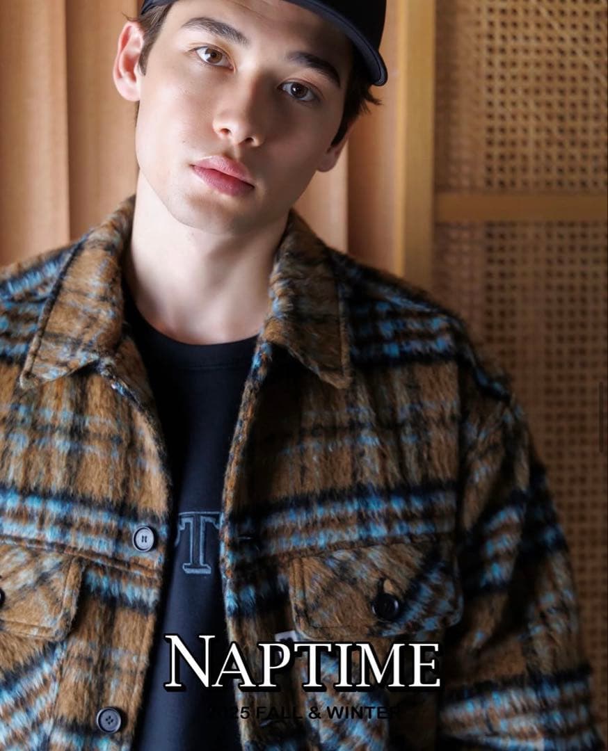 naptime チェック中綿ジャケット　ブラウン