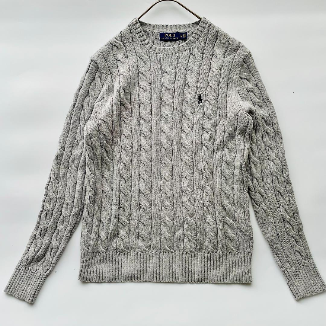 ポロラルフローレン ケーブルニット コットン100% 刺繍ロゴ L相当