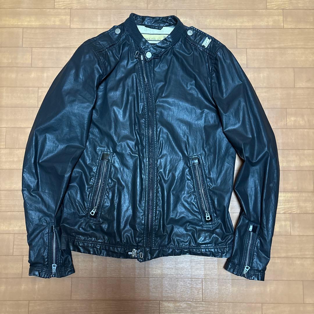 DIESEL ブラック レザー シングルライダース DIESEL ディーゼル レザー シングルライダースジャケット ブラック系 L