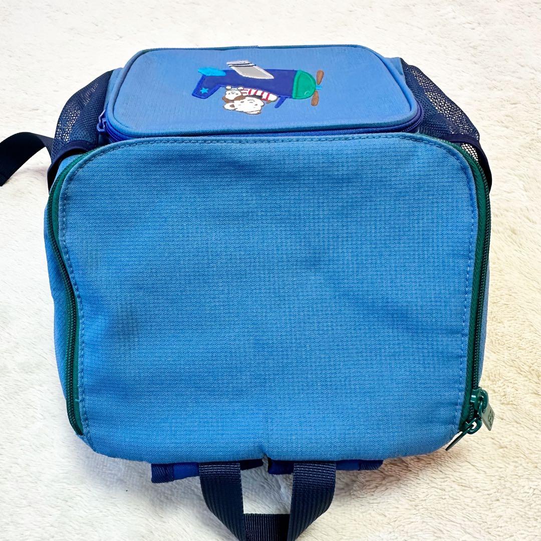 美品 familiar キッズ リュック ライトブルー 飛行機