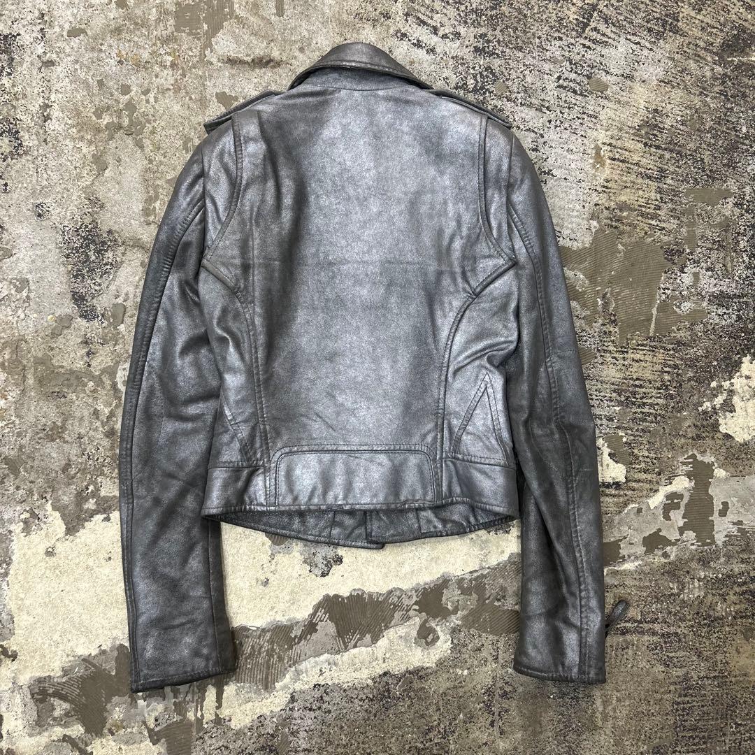 00s ニコラ期 BALENCIAGA / シルバー レザー ダブル ライダース