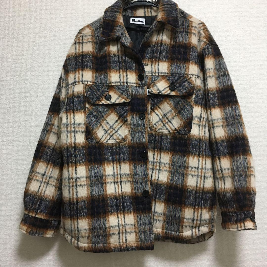Naptime. チェック中綿ジャケット アイボリー