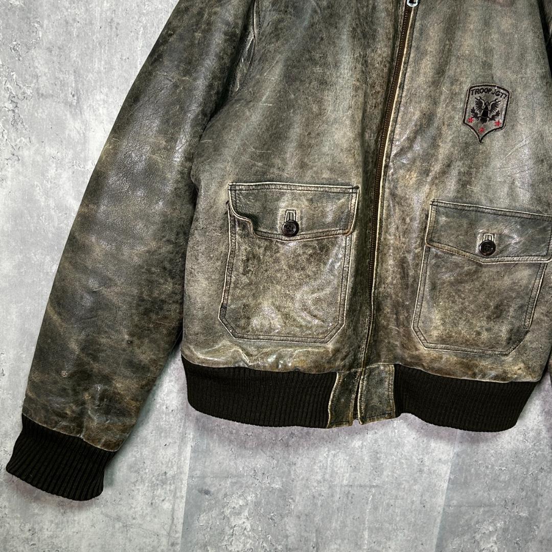 鬼フェード 本革 A2 レザージャケット 刺繍 ヴィンテージ - メルカリ