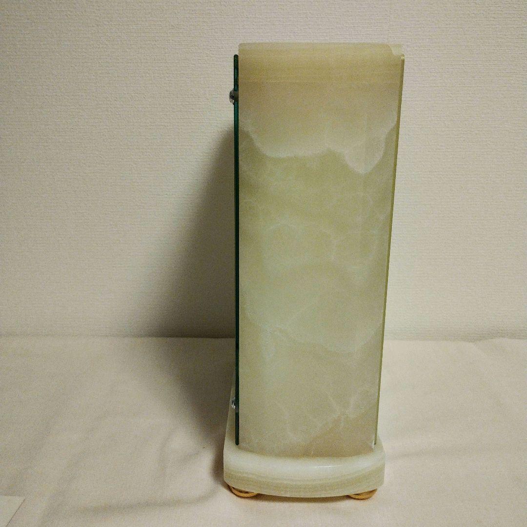 新品リズム電波置時計重厚感ある綺麗な大型グリーンオニックス石枠QE2 -S47N