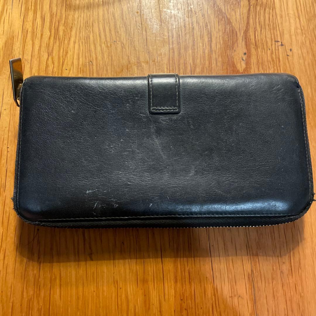 サンローラン•パリ 長財布 ラウンドジップ Yライン 金具 レザー 黒