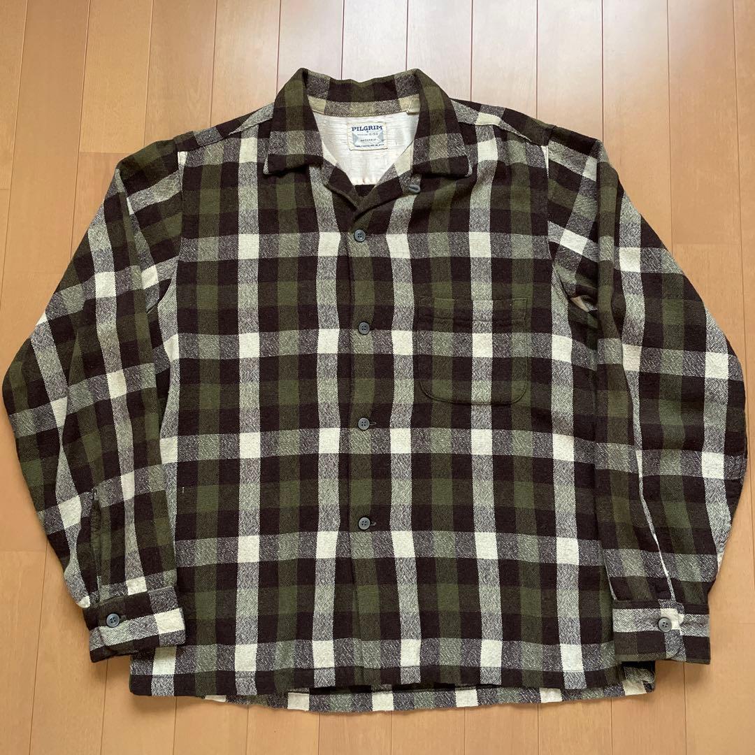 60sPILGRIM 三角タグ　ウールチェック開襟シャツ　ブロックチェック 楽天市場】50s 三角タグ ビンテージ USA製 ☆ ウールリッチ チェック