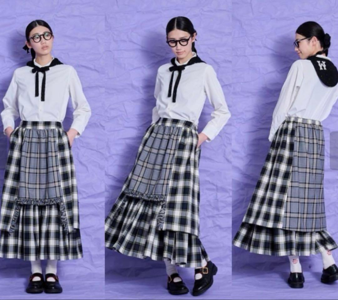 【新品】THOMAS MAGPIE チェック柄フレアスカート 25AW予約アイテム THOMASMAGPIE（トーマスマグパイ）チェックスカート