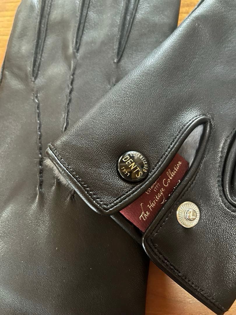 美品】 デンツ DENTS ラビット 英国 手袋 黒 レザー メンズ 老舗