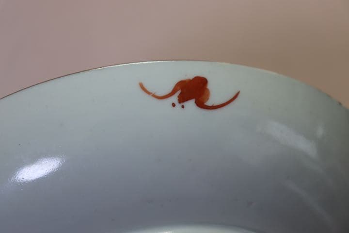 中国　清朝期　粉彩四君子鑑賞大皿①　アンティーク　送料込み0621