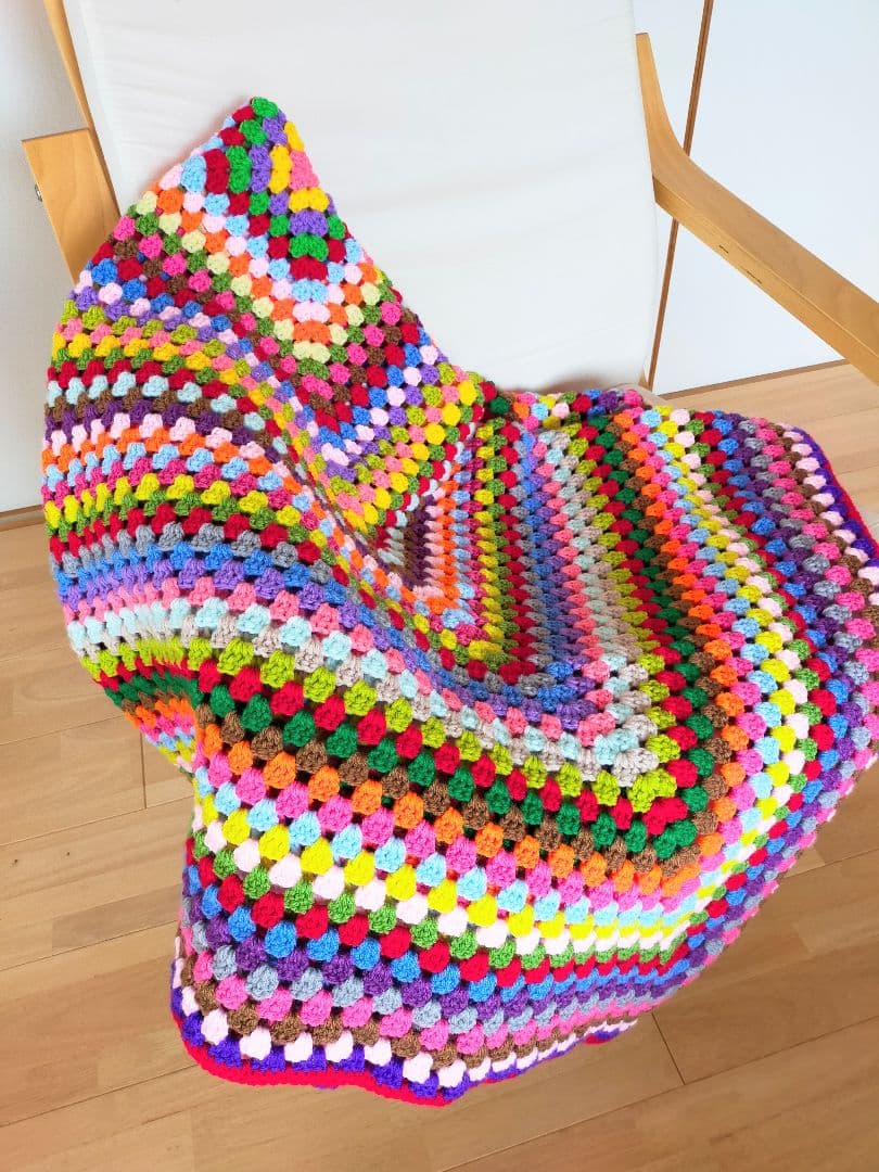 モチーフ編みブランケット グラニー編みマルチカバー150×150