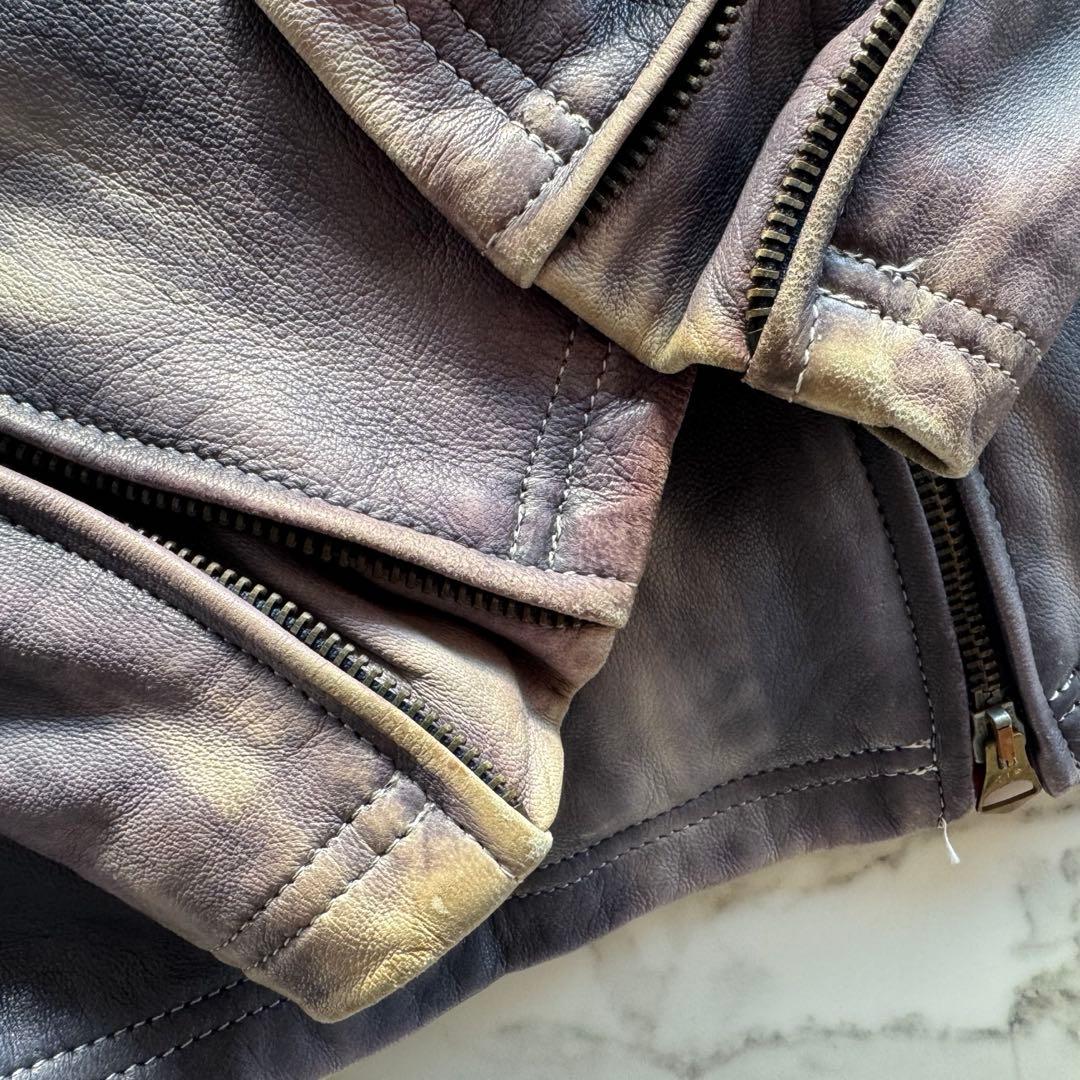 入手困難】アルマーニジーンズ シングルライダース レザー ダメージ