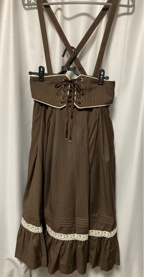 Amavel 編み上げスカート ブラウン マチ切替ストライプミドル丈スカート – Amavel（アマベル）公式サイト