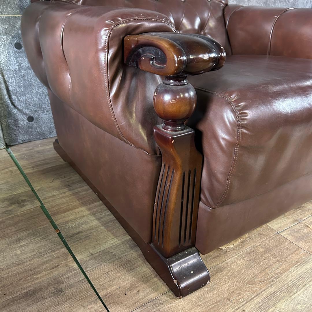 カリモク家具 karimoku꧂オールドカリモク 1Pレザーアームソファ