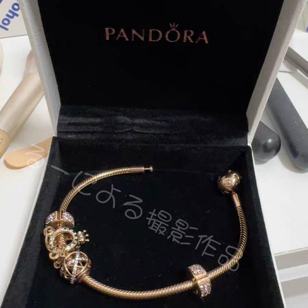 Pandora ローズゴールド ブレスレット ダイヤが埋め込まれたビーズで
