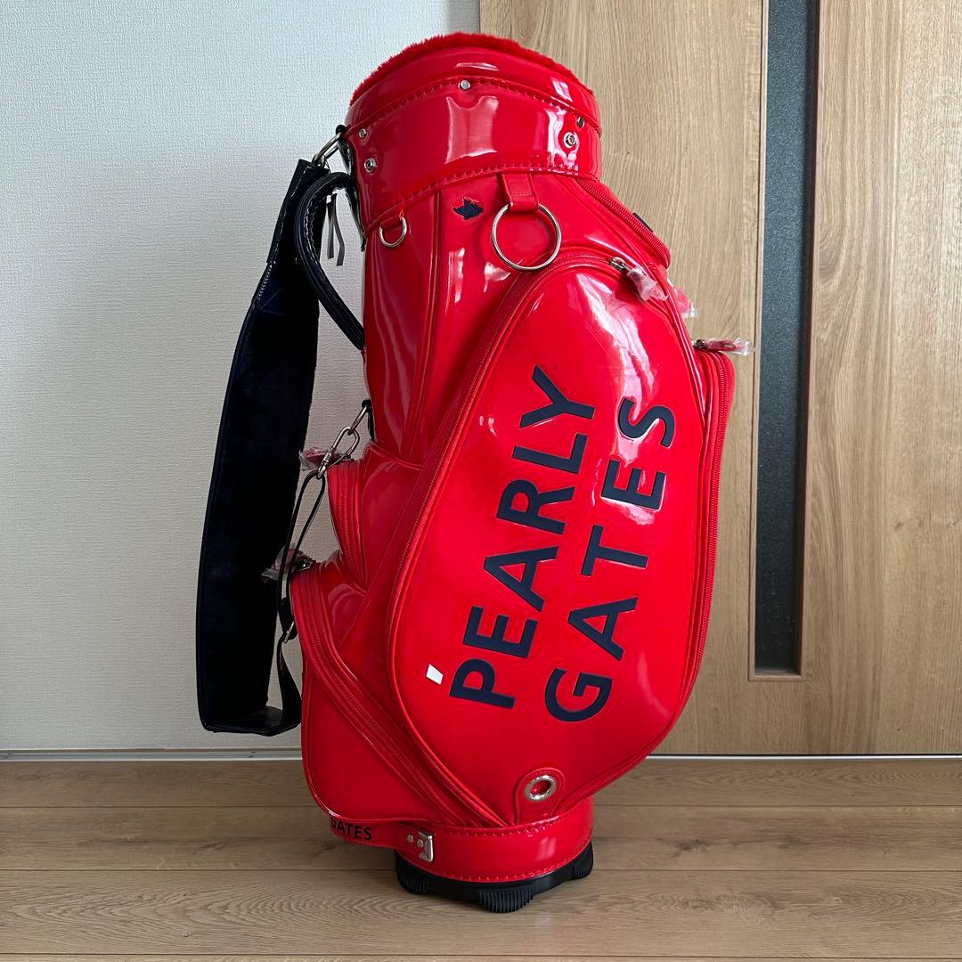 未使用 PEARLY GATES エナメル キャディバッグ レッド - メルカリ