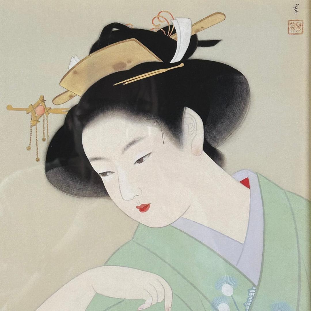 【最終値下げ】美品 上村松園「新螢」複製画 上村淳之監修 彩美版 証明シール有