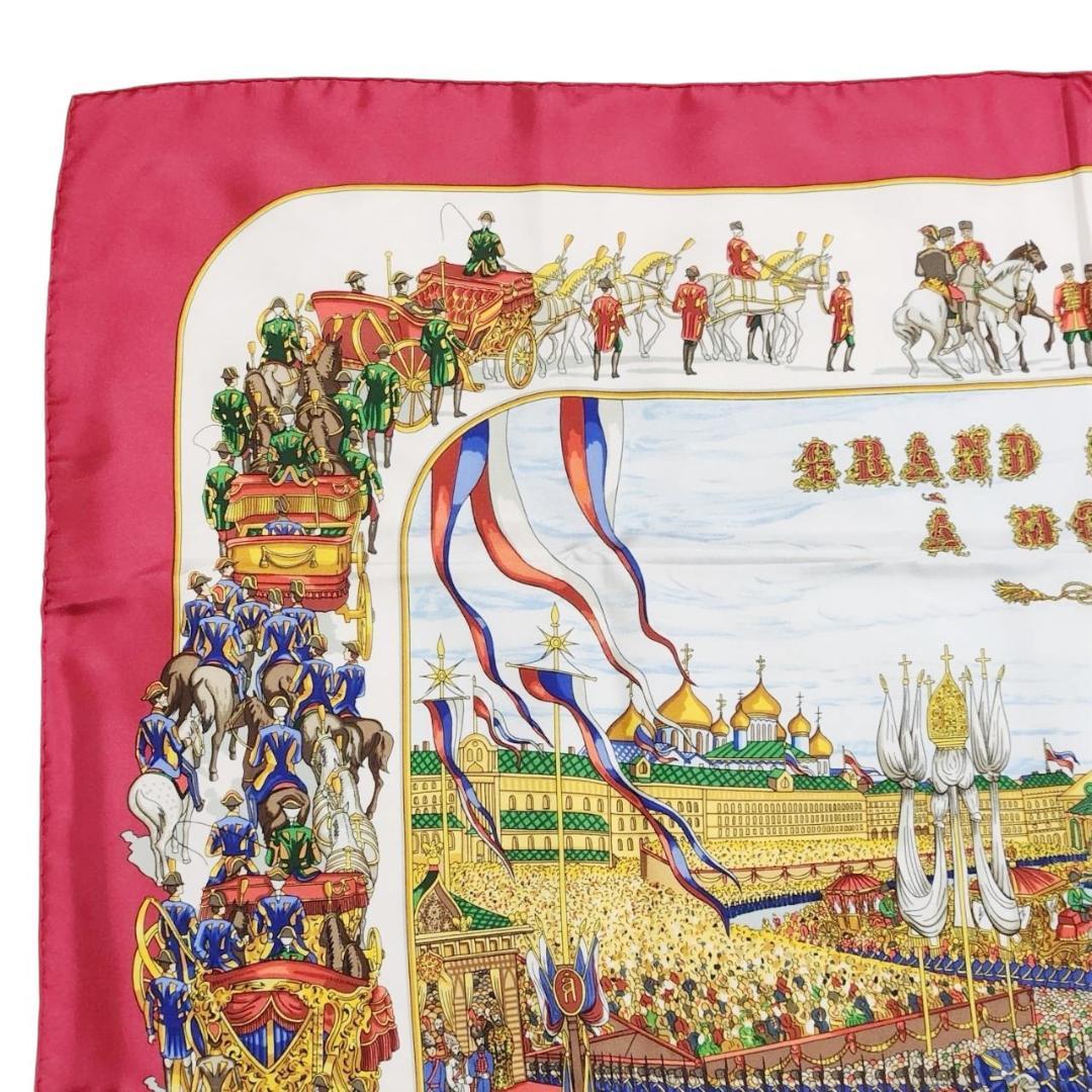 【良品 カレ90】エルメス 大判スカーフ《モスクワ大行進》馬車 兵隊 タグ付き