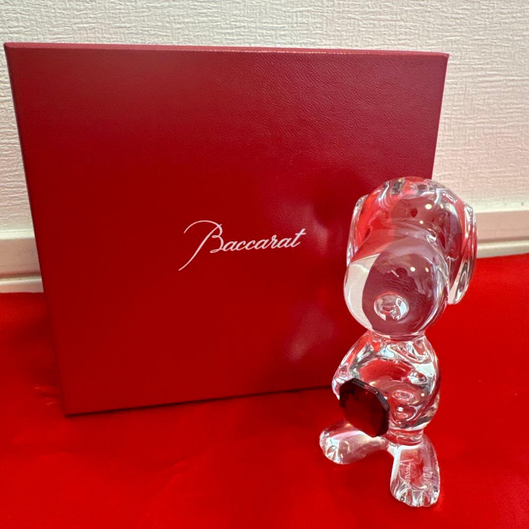 【美品】★Baccarat バカラ × SNOOPY クリスタルフィギュア★ バカラ（Baccarat） スヌーピー レッドオクトゴン クリア クリスタル