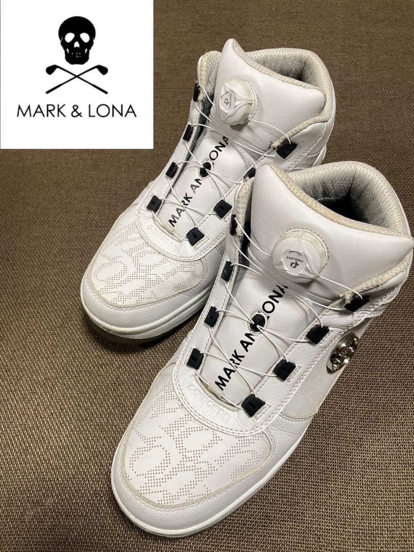 MARK&LONA マークアンドロナ ゴルフシューズ スパイクレス ホワイト 楽天市場】マークアンドロナ ゴルフシューズ 白×黒 スパイクレス 箱