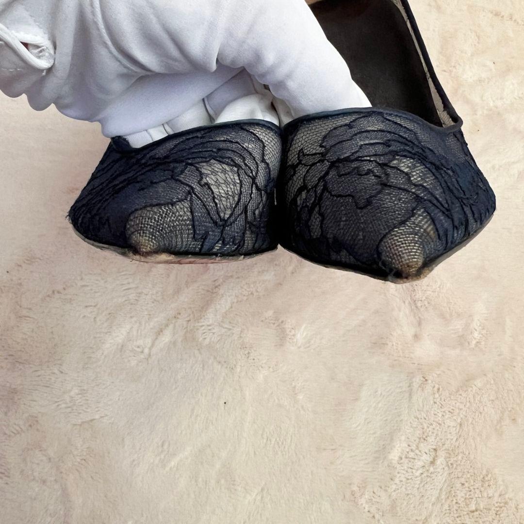 クリスチャンルブタン サテン レース　花柄　ヒール 36 1/2　23.5cm