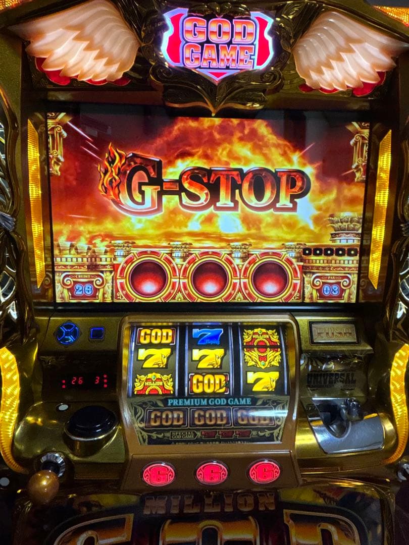 【なー送料無料】名機！ミリオンゴッド 神々の凱旋 ユニバーサル 不要機付