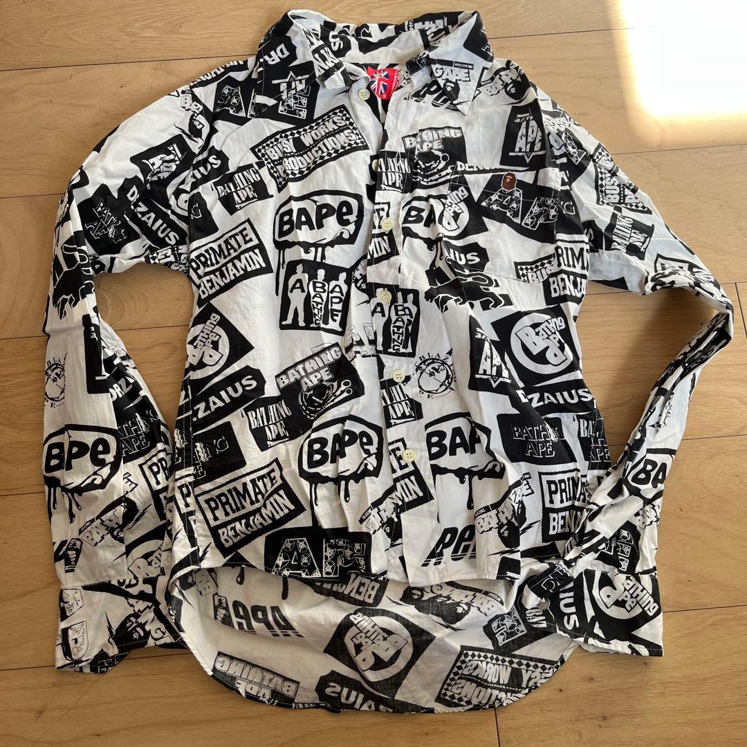 A BATHING APE ロゴ長袖シャツ XS - メルカリ