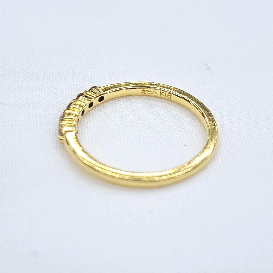 AHKAH K18 ダイヤ 0.1ct エメピンキーリング 3号