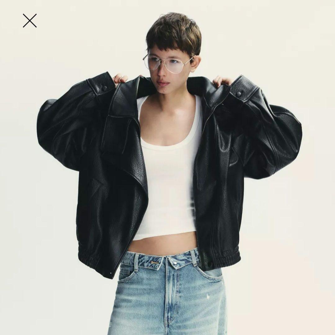 ZARA フェイクレザージャケット Lサイズ - メルカリ