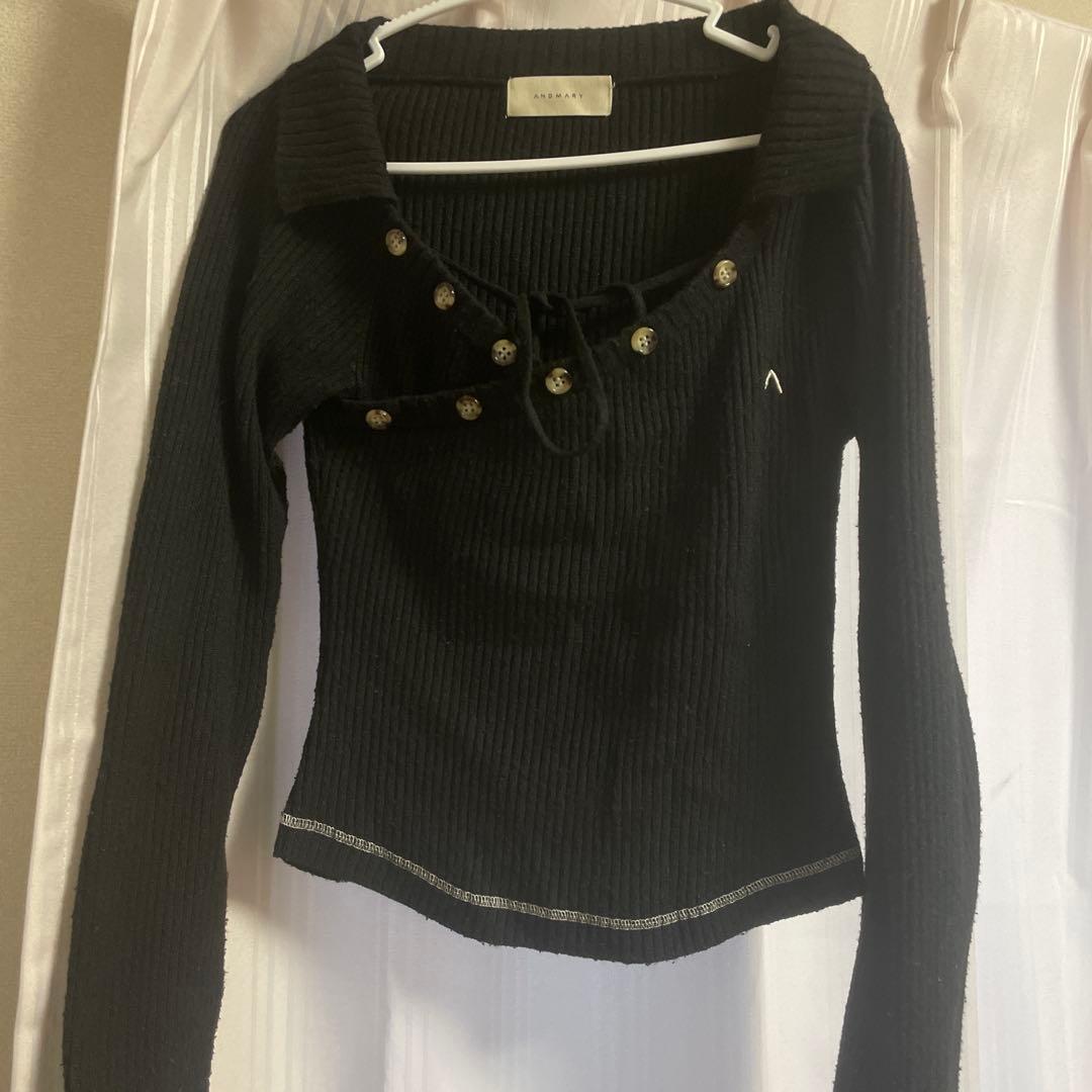 ANDMARY Anita button knit tops 黒 - メルカリ
