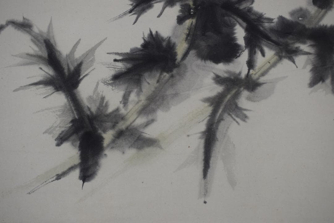 良雄/アザミ図/薊/横物/掛軸☆宝船☆Z-596