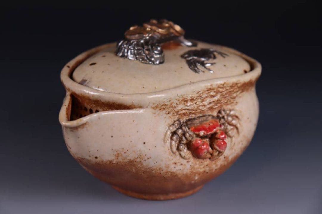 備前焼　森脇弘行　霊芝　手造宝瓶　蟹張　煎茶道具