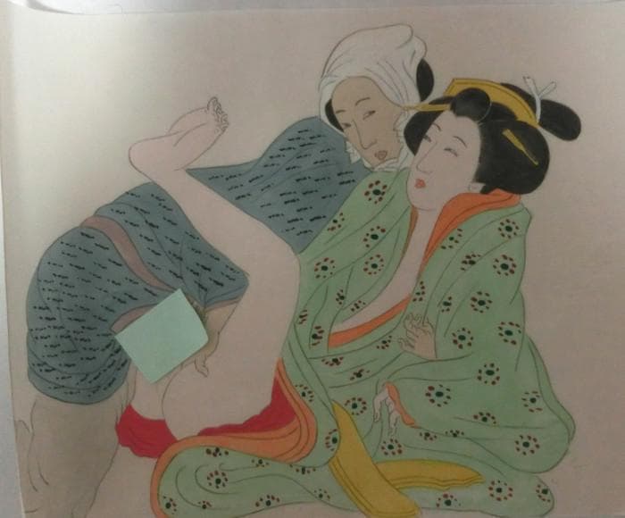 最終特価！浮世絵　春画 絹本　肉筆 3種3枚 美人図 枕絵 秘画