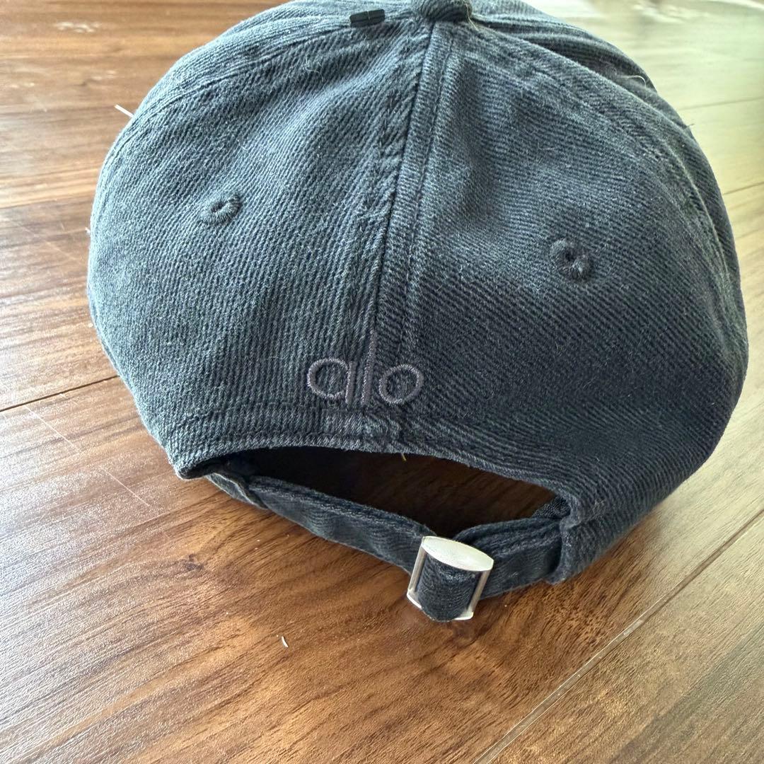 alo YOGA キャップ ウォッシュドブラック ベースボールキャップ