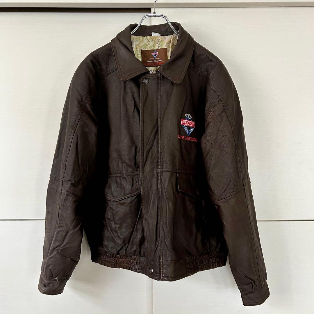 HANDYMAN レザージャケット A-2タイプ 裏地:地図柄 ブラウン L - メルカリ