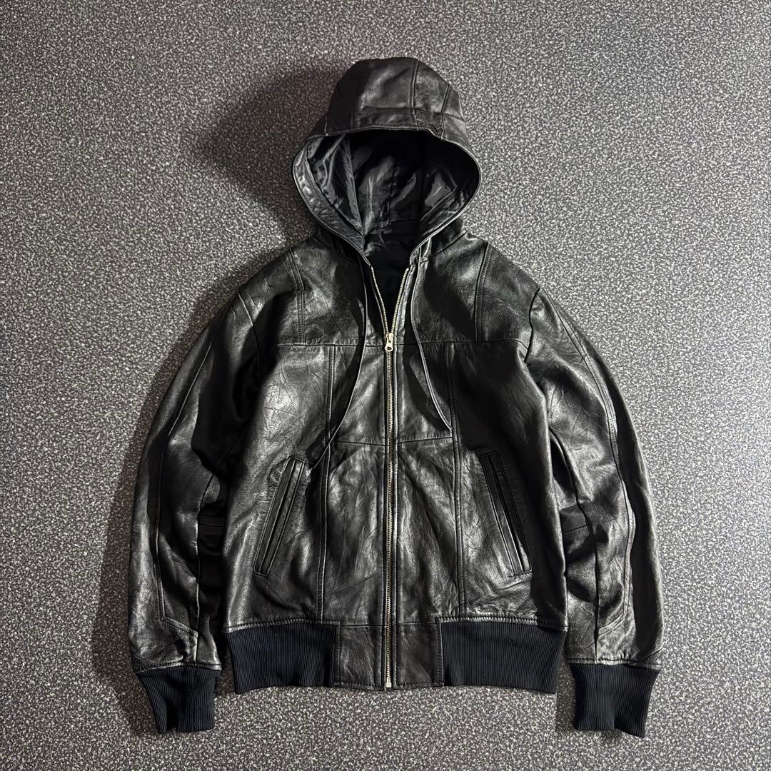 00s darkwear leather jacket hoodie opium - メルカリ