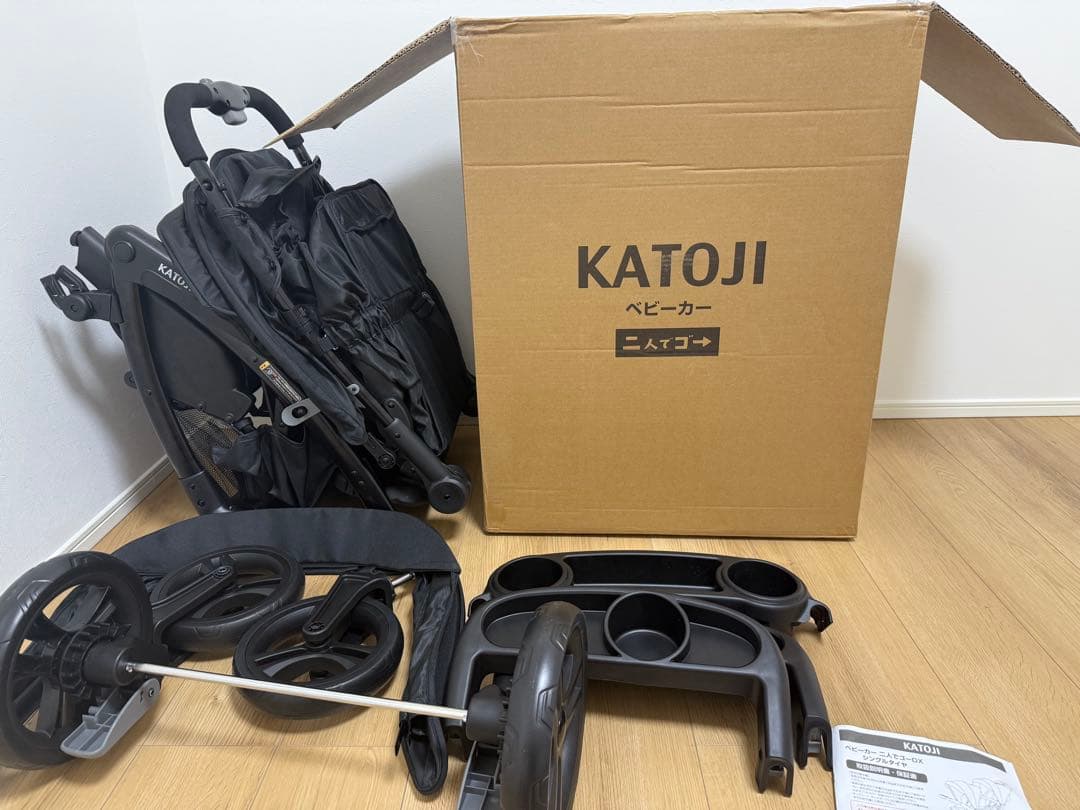 【美品】KATOJI カトージ 2人でゴーDX オニキスブラック カトージ（KATOJI） 二人乗りベビーカー 二人でゴーDX オニキス