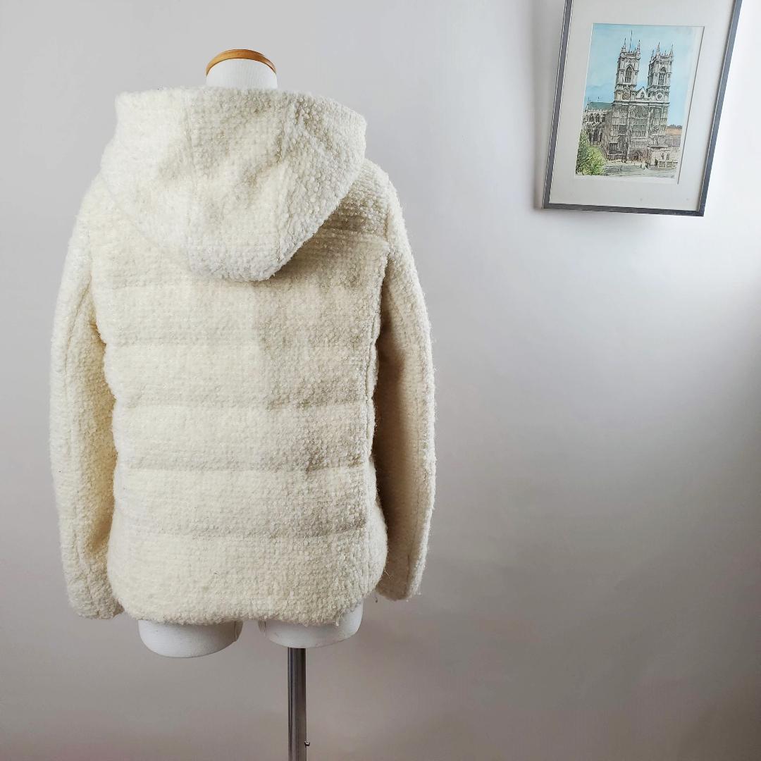 FURPILEIDEA×組曲ウール混プードルボアショートダウンコートフード付白