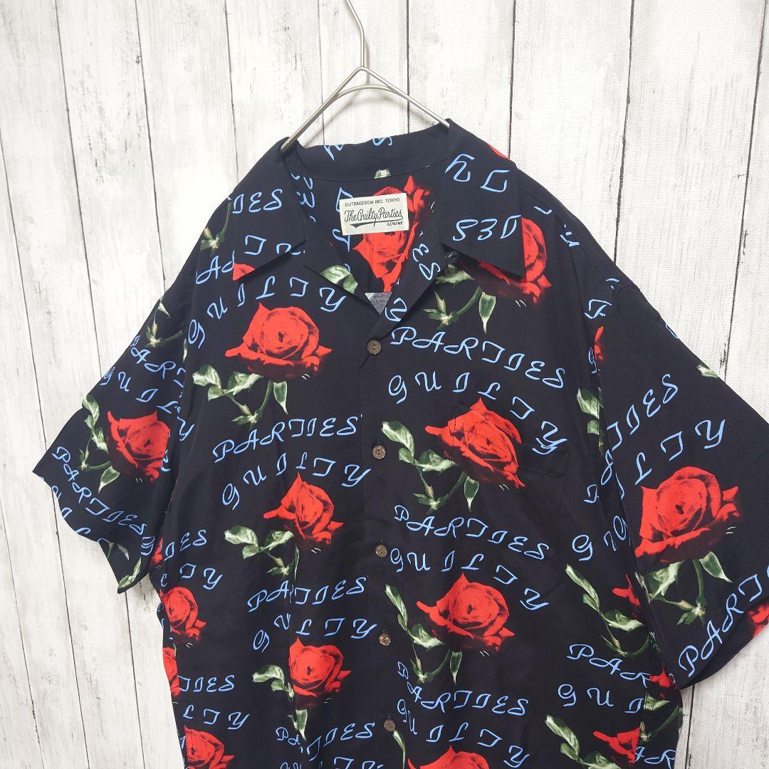 美品】WACKO MARIA 半袖 アロハシャツ オープンカラー 薔薇 バラ