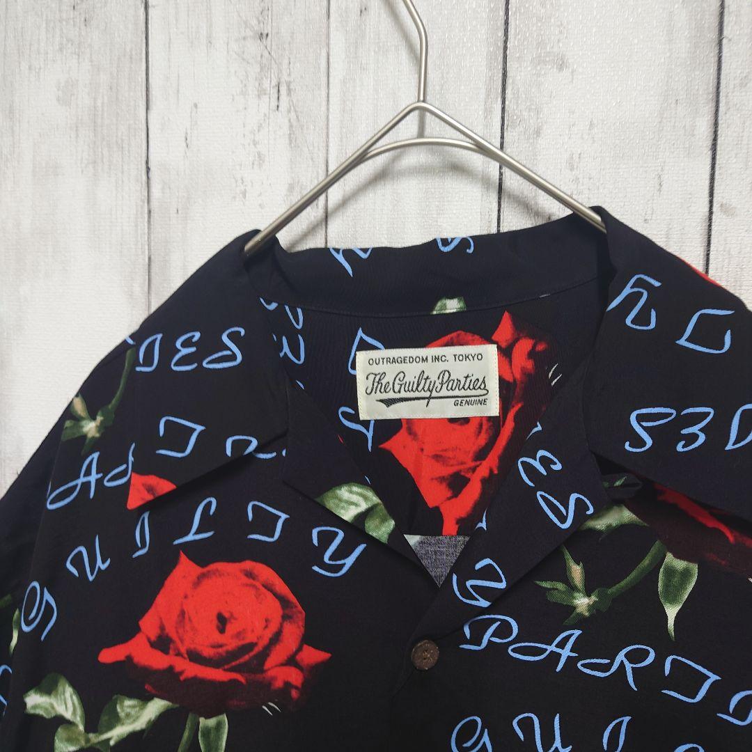 美品】WACKO MARIA 半袖 アロハシャツ オープンカラー 薔薇 バラ