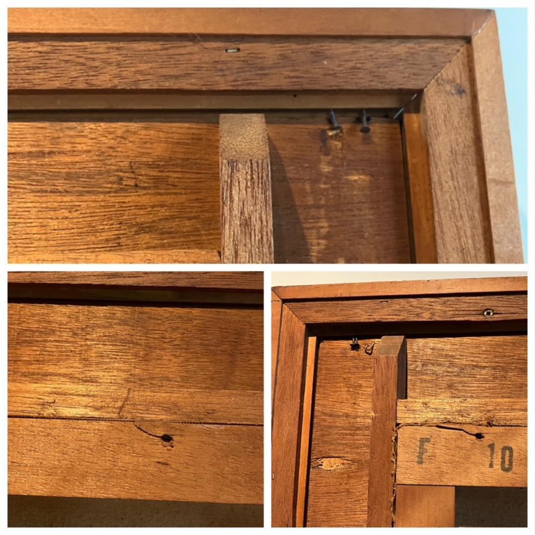 輸入品 絵画 油絵 august作 港 port 風景画 64×71.5 大