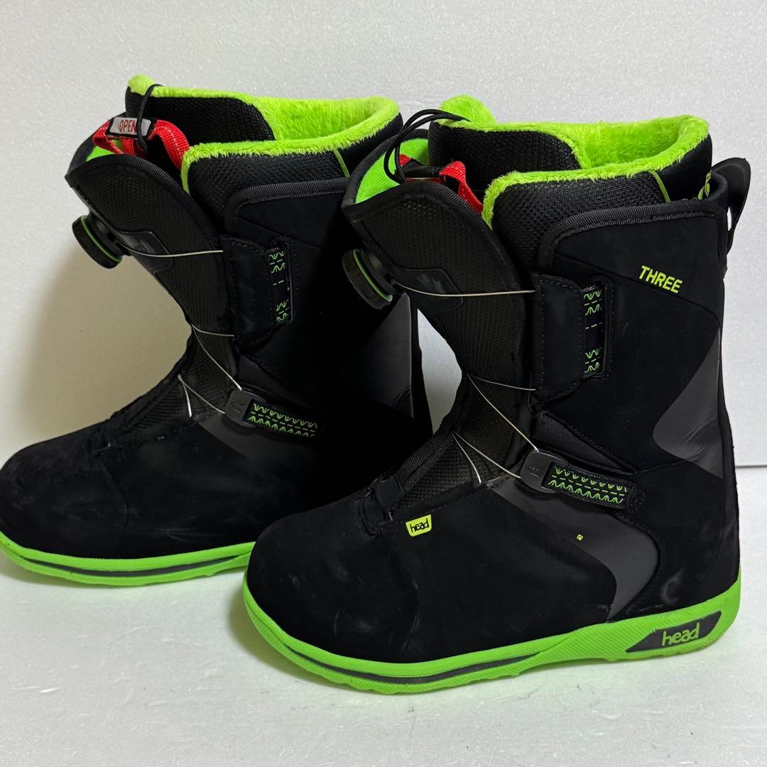 25.5cm HEAD THREE スノーボードブーツ ブラック/グリーン黒緑
