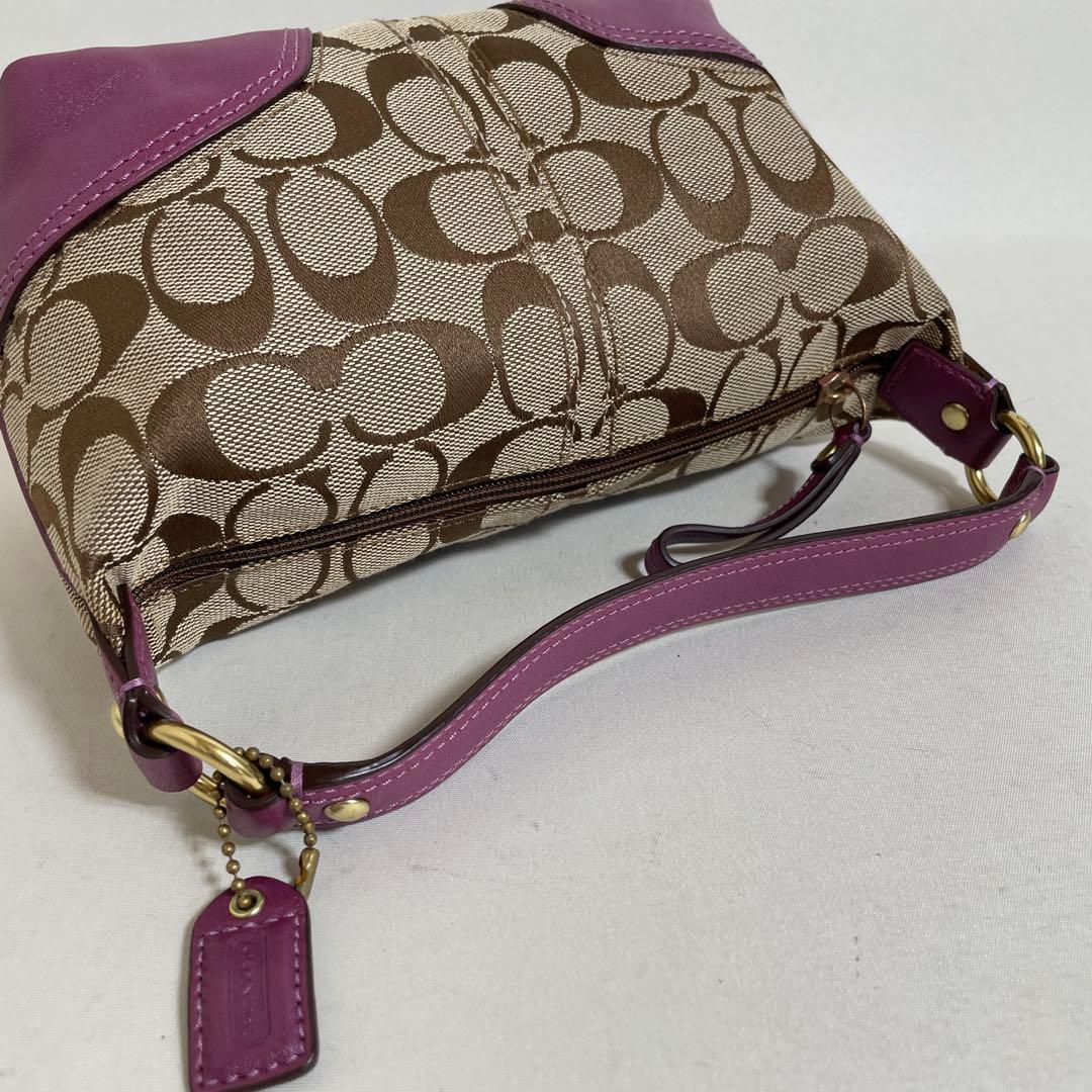 2512-112｜美品｜コーチ シグネチャー マルチポーチ パープル - メルカリ