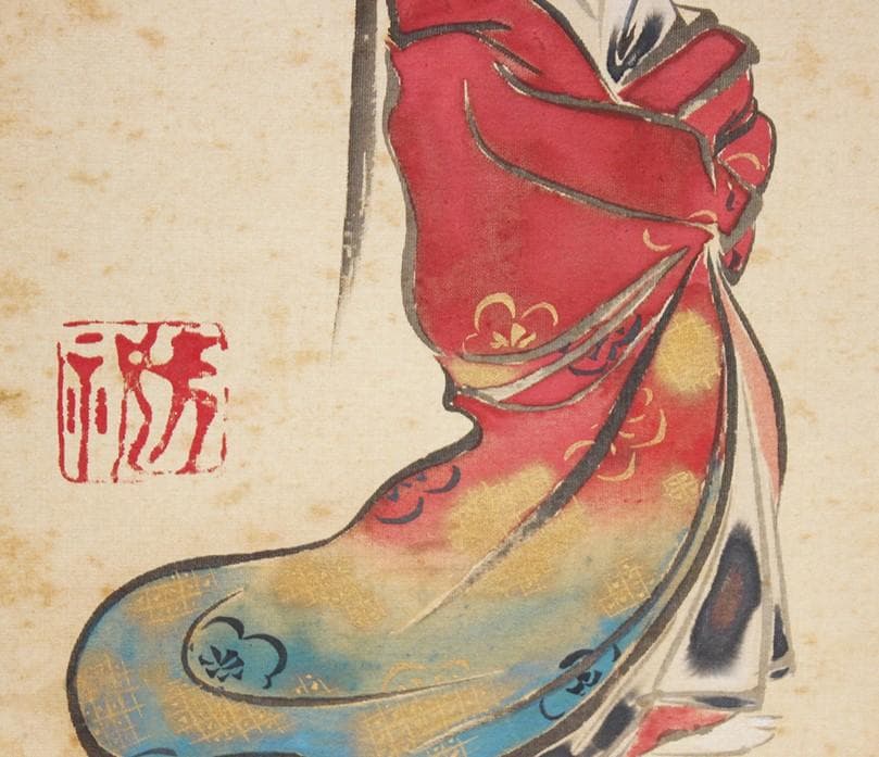 真筆】◇『 尾形光琳 絹本 人物 五枚 』◇検）尾形乾山 俵屋宗達 本