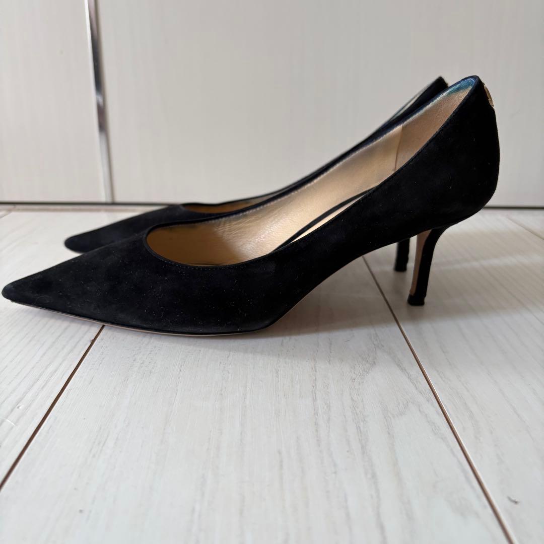 JIMMY CHOO スエードパンプス 24cm ブラック 黒 ポインテッドトゥ