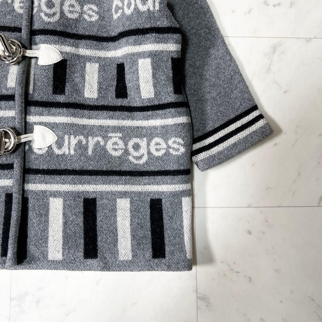 《希少ヴィンテージ》courreges クレージュ ニットダッフルコート 総柄